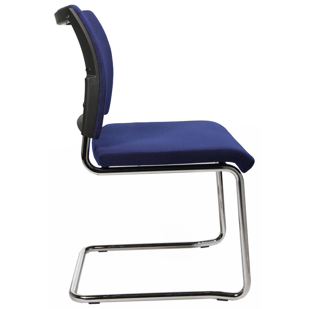 Schwingstuhl, Freischwinger, Sitz-BxTxH 480x450x450 mm, Gesamthöhe 850 mm, Gestell verchromt, Sitz- + Rückenpolster royalblau, VE 2 Stück