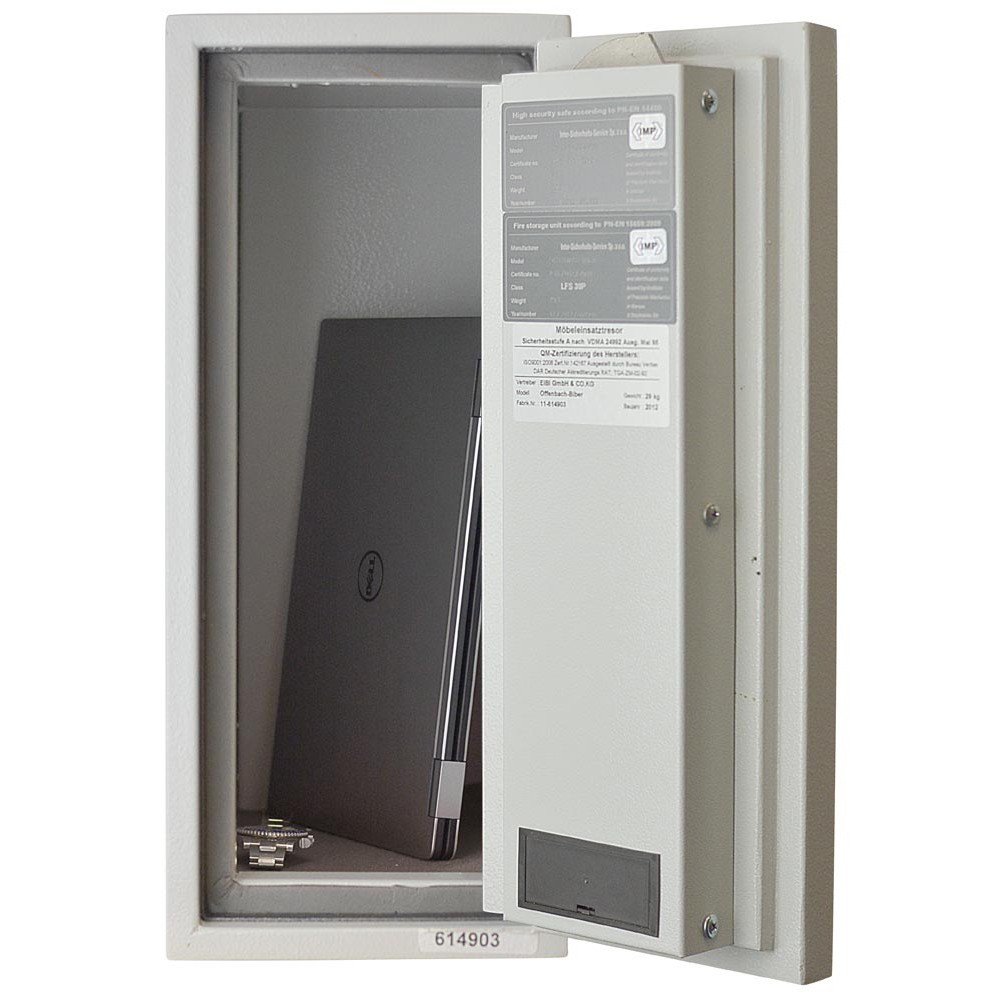 Laptoptresor, Sicherheitsstufe A + S1, LFS30P, BxTxH 200x383x470 mm, Volumen 21 l, RAL 7035 lichtgrau