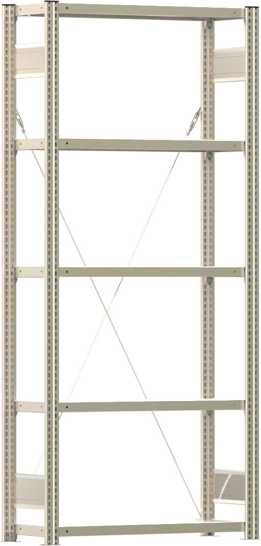 Fachbodenregal BERT - Breite: 87,5 cm - Tiefe: 30 cm - Höhe: 200 cm - 5 Böden - Grundregal