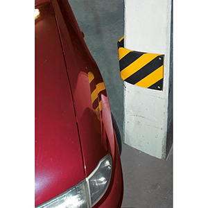 Rundsäulenschutz, Rechteck, BxT 500x200 mm, Stärke 20 mm, gelb/schwarz, Polyurethanschaum