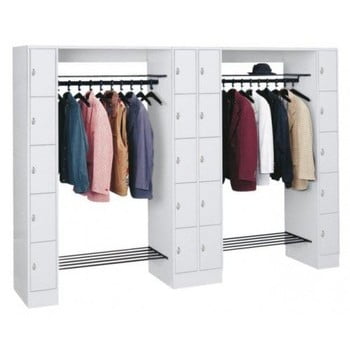 Garderobe, Garderobenanlage, Breite 284 cm, Höhe 195 cm, Tiefe 48 cm, 20 Fächer