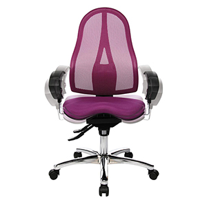 Bürostuhl, Schreibtischstuhl, Drehstuhl, Sitz-BxTxH 480x440x430-540 mm, Lehnenh. 550-600 mm, Permanentk., Orthositz mit Body-Balance-Tec, inkl. Armlehnen, lila