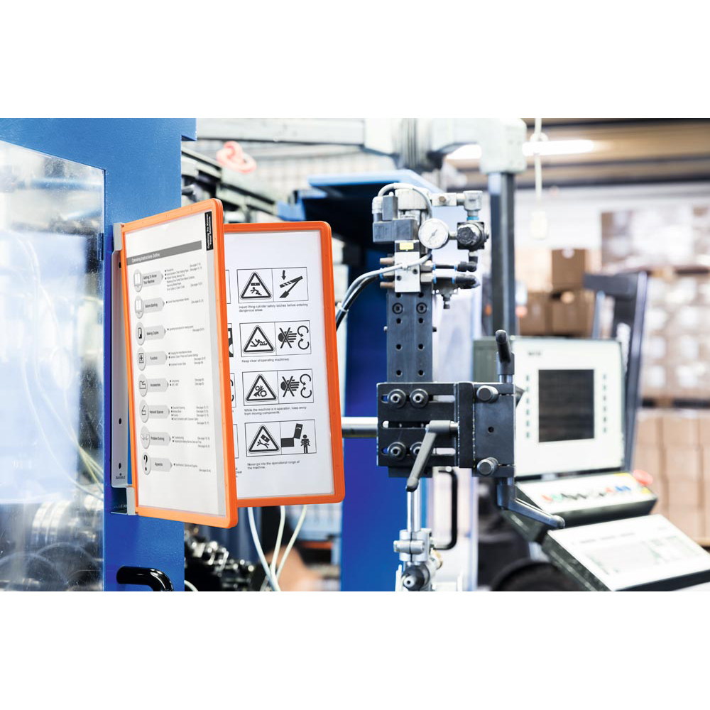Sichttafelsystem, Wandhalter,  magnetisch, Metall, 5 Sichttafeln orange