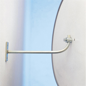 Industriespiegel aus Spezial-Kunststoff, innen und außen einsetzbar, mit Halterung, max. Beobachterabstand 11 m, Durchm. 800 mm