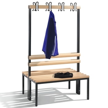 C+P Garderobenbank, Sitzbank für Umkleide, Breite 100 cm, Höhe 165 cm, Tiefe 75,6 cm