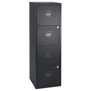 Bürocontainer, Standcontainer, BxTxH 413x400x1321 mm, 4 Hängeregistraturen, schwarz