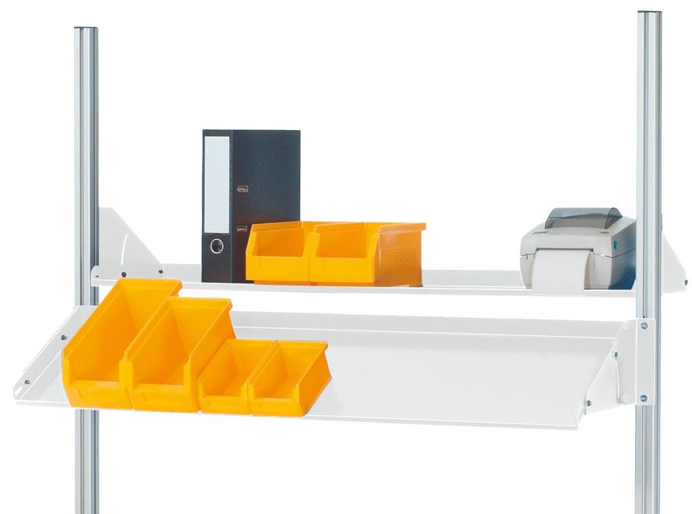 Metallablage, neigbar bis 30 Grad, T 300 mm, max. Belastung 30 kg, für B 750 mm, RAL 7035 Lichtgrau