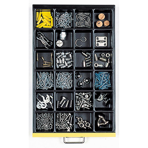 Einteilungsmaterial für Büro-Schubladenschränke, Trennwände für DIN A4, 24 Fächer, 51 mm hoch