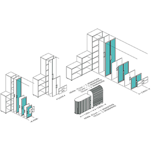 Büroregal, BxTxH 400x400x2160 mm, 6 OH, 5 Böden, Justierfüße, ahorn