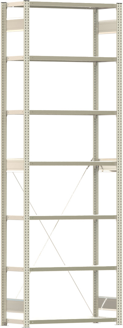 Fachbodenregal BERT - Breite: 100,5 cm - Tiefe: 40 cm - Höhe: 300 cm - 7 Böden - Grundregal