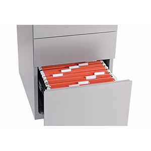 Rollcontainer, BxTxH 420x565x495 mm, 1 Schublade, 1 Hängeregistratur, seitliche Griffleisten, lichtgrau