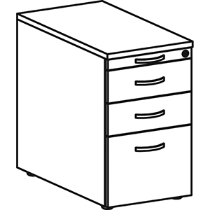 Bürocontainer, Standcontainer, BxTxH 438x800x720 mm, 1 Utensilienschub, 2 Metallschubladen, 1 Hängeregistratur, Schloss, buche