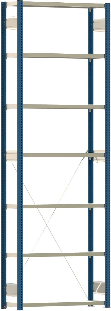 Fachbodenregal BERT - Breite: 100,5 cm - Tiefe: 30 cm - Höhe: 300 cm - 7 Böden - Grundregal