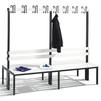 C+P Sitzbank für Umkleide und Garderobe, Breite 200 cm, Höhe 165 cm, Tiefe 75,6 cm