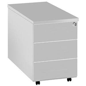 Rollcontainer, BxTxH 420x800x540 mm, 3 Schubladen, Schloss, weiß