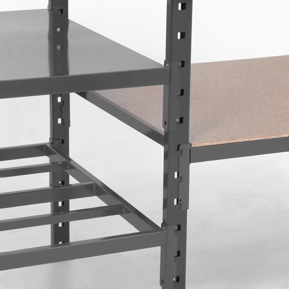 Vielzweck-Steckregal, Anbaufeld BxTxH 1010x1000x2000 mm, Fachlast 500 kg, 4 Ebenen Vollblechböden, Sützen und Böden RAL 7024 graphitgrau