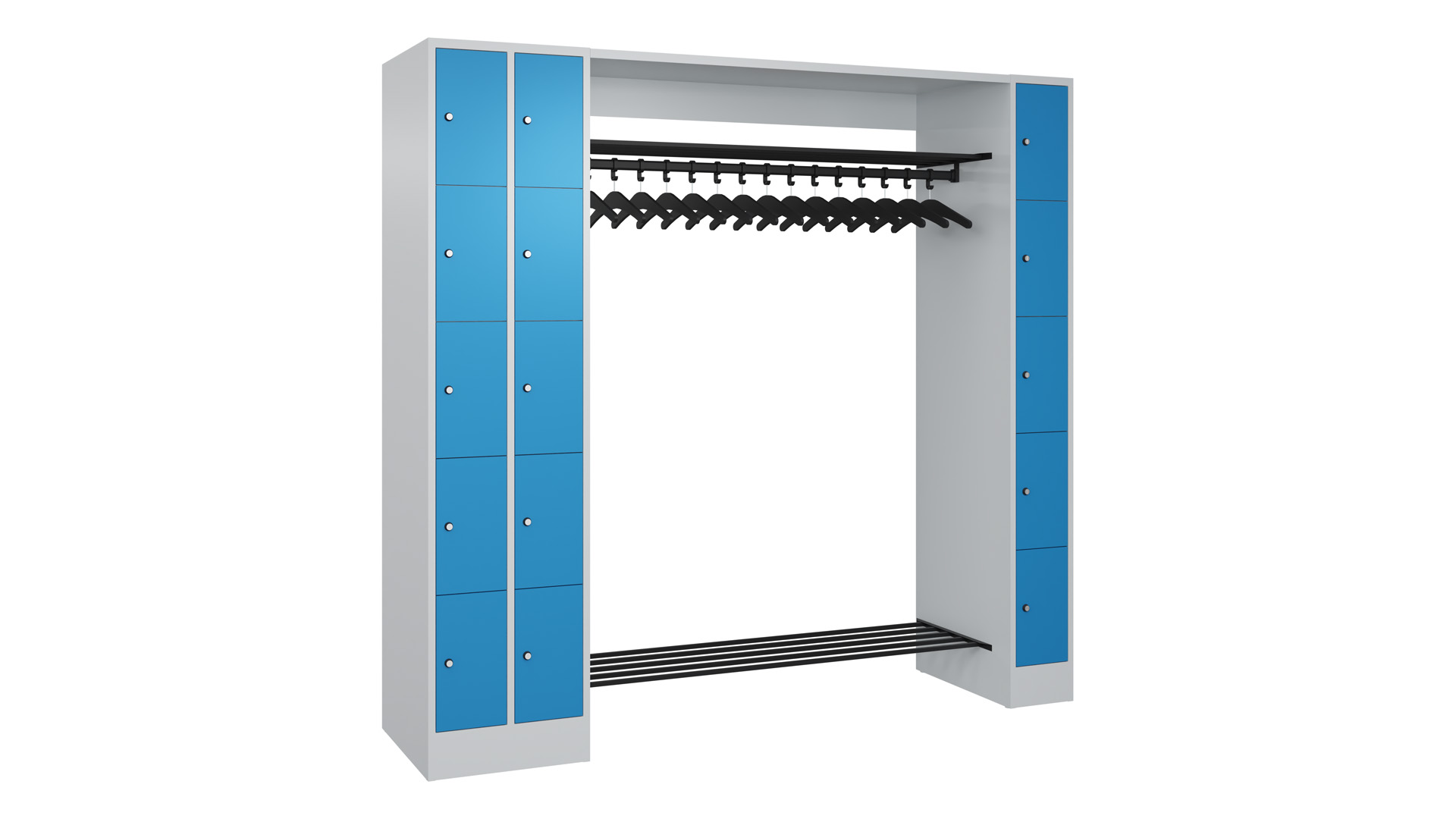 Garderobe, Garderobenanlage, Breite 210 cm, Höhe 195 cm, Tiefe 48 cm, 15 Fächer