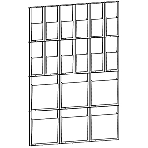 Wand-Display, 6xDIN A4 + 12x1/3 DIN A4, BxTxH 852x59x1304 mm, glasklar, inkl. Montageschiene + Befestigungsmaterial