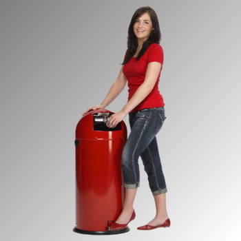 Mülleimer mit Einwurfklappe - 52 l - mit Fußpedal - Edelstahl