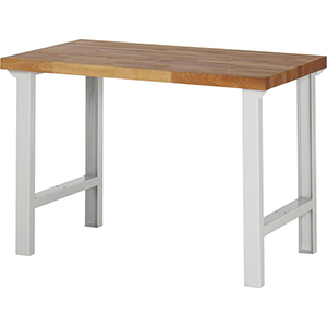 Werkbank, BxTxH 1250x700x840 mm, Platte Buche 40 mm, RAL 7035, Traglast 750 kg