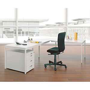 Rollcontainer, BxTxH 438x800x565 mm, 1 Utensilienschub, 1 Stahlschublade, 1 Hängeregistratur, Schloss, weiß