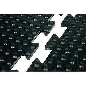 Arbeitsplatzmatte, Gummi, schwarz, Mittelstück mit abschrägten Kanten an den Längsseiten, BxTxH 600x900x15 mm, Gewicht 6,0 kg