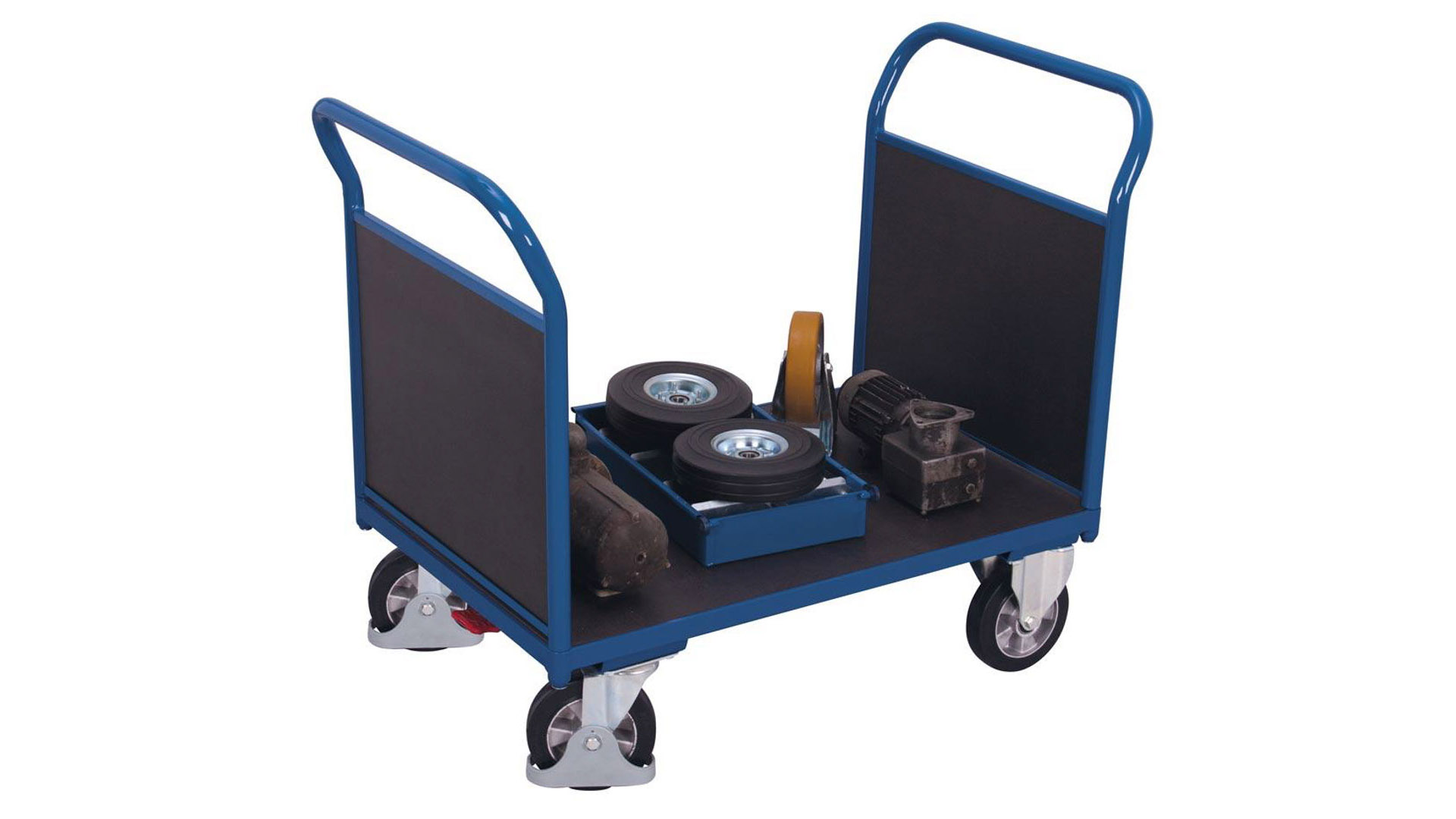 Transportwagen, Doppelstirnwandwagen - Tragkraft 1.000 kg - Ladefläche 800 x 1.195 mm (BxT) - Sperrholz