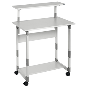 Computertisch, BxTxH 800x564x925-1225 mm, 2 Böden, höhenverstellbare Monitorablage, fahrbar, lichtgrau