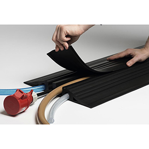 Kabelbrücke aus PVC in schwarz, BxTxH 1000x350x50 mm, inkl. Mittelsteg und Deckel schwarz, VE 1 Stück