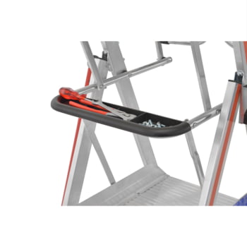 Plattformleiter - Leiterlänge 2.060 mm - höhenverstellbar - Plattform mit Geländer - mit Ablageschale - Aluleiter