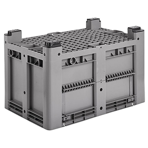 Palettenbox, PE, BxTxH 1200x800x760 mm, Volumen 470 l, Farbe grau, 4 Füße, Boden + Wände geschlossen, Seitenklappe