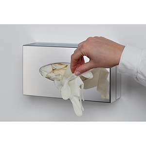 Edelstahl Halterung, 1-fach für Handschuhboxen, geschlossen, 270x140x75 mm, inkl. Montagematerial