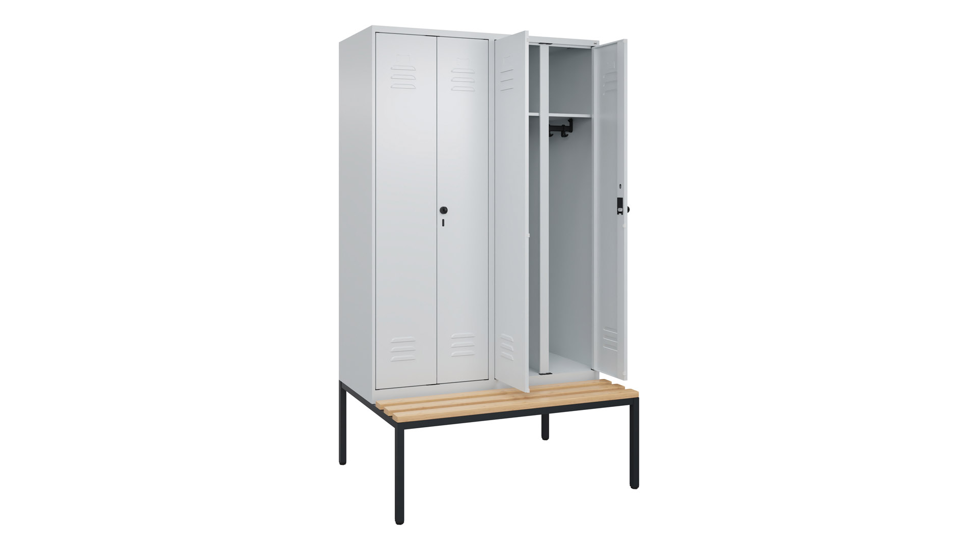 Spind - Garderobenschrank, Breite 120 cm, Höhe 212 cm, Tiefe 50 cm, 4 Abteile