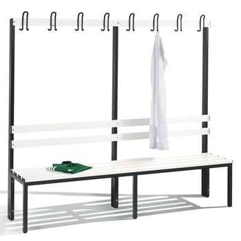 C+P Garderobenbank, Sitzbank für Umkleide, Breite 196 cm, Höhe 165 cm, Tiefe 40,3 cm