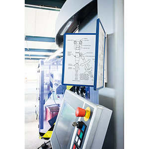 Sichttafelsystem, Wandhalter, Metall, 5 Sichttafeln Polypropylen, blau