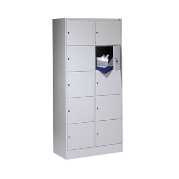 Fächerschrank, Breite 90 cm, Höhe 195 cm, Tiefe 48 cm, 10 Fächer