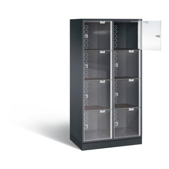 Fächerschrank mit Türen aus Acrylglas, Breite 82 cm, Höhe 175 cm, Tiefe 50 cm, 2x4 Fächer