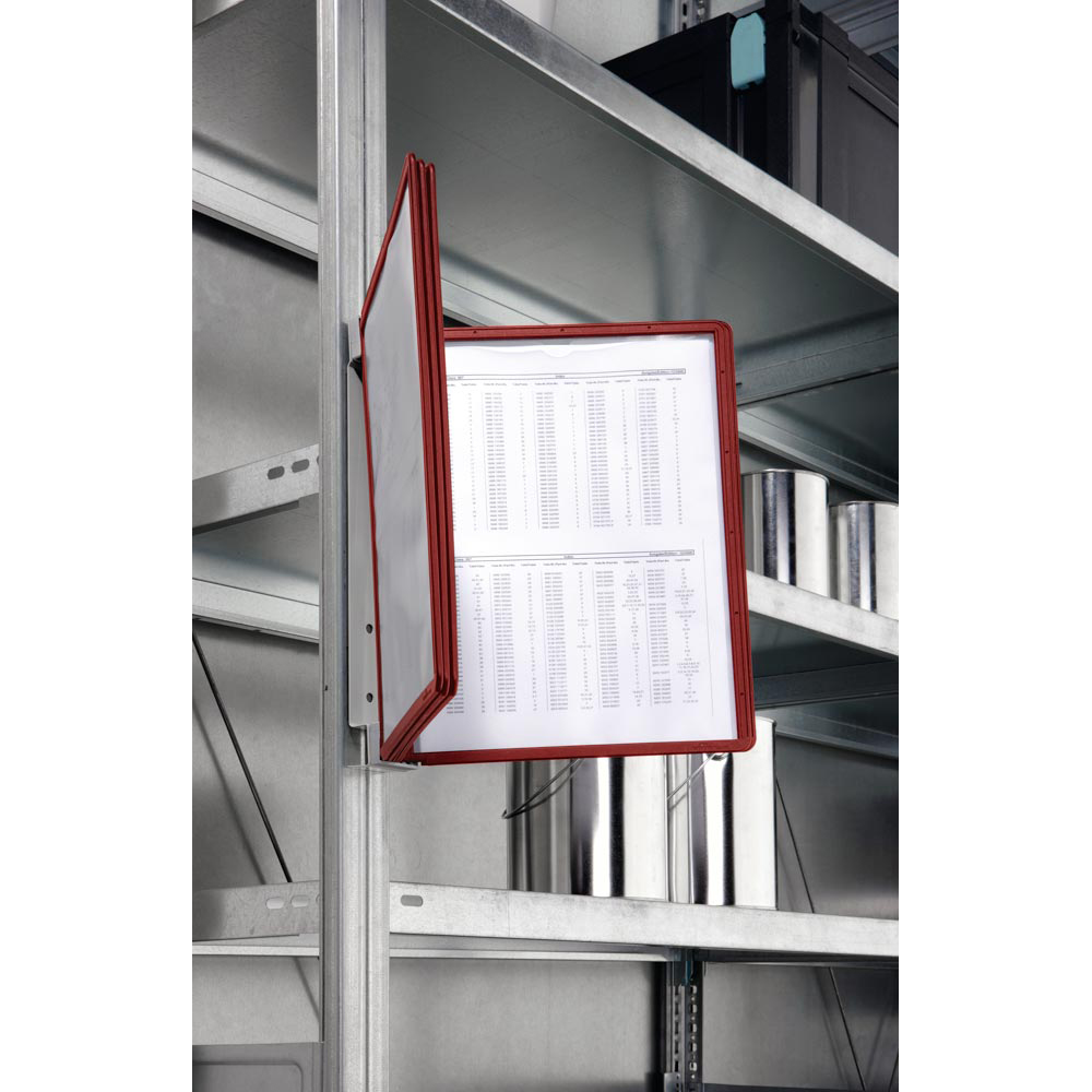 Sichttafelsystem, Wandhalter,  magnetisch, Metall, 5 Sichttafeln rot