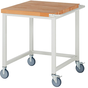 Fahrbare Werkbank, Breite 75 cm, Tiefe 90 cm, Höhe 88 cm, Platte: Buche-Riegel