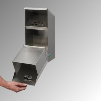 Wandaschenbecher, Aschenbecher mit Schutzdach - 4 l - Edelstahl - 410 x 180 x 150 mm (H x B x T)