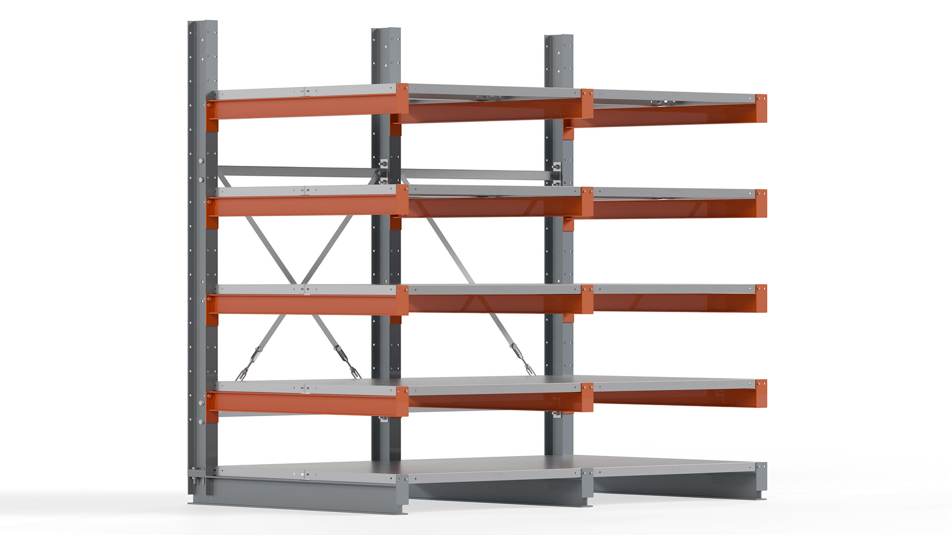 Kragarmregal KARL basic - lackiert - Breite: 200 cm - Höhe: 200 cm - Tiefe: 120 cm - Traglast je Kragarm: 370 kg - einseitig