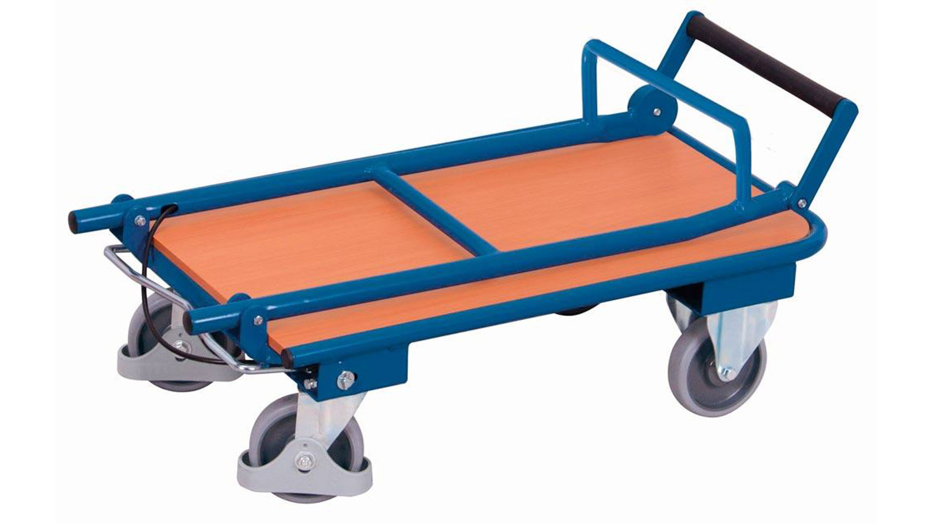 Klappwagen mit Totmannbremse, 1 Bügel, Ladefläche LxB 720x450 mm, Außenmaße BxTxH 845x450x940 mm, Traglast 150 kg