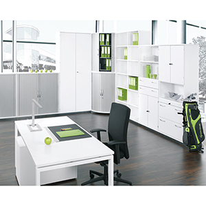 Kombischrank, Flügeltüren und Schubladen, BxTxH 800x425x2304 mm, 6 OH, 3 OH Holztüren, 2 Böden, 2 Schubladen, 2 Hängeregistraturen, Schloss, buche