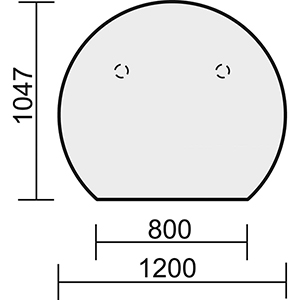 Anbautisch, rund, BxTxH 1200x1047x680-820 mm, höhenverstellbar, Platte ahorn, Stützfüße silber, inkl. Montagesatz