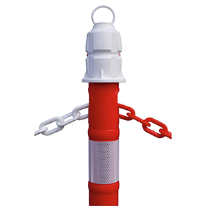 Set mit 4 Kettenständern und 4 Kunststoffketten, L. 3000 mm, max. Absperrlänge 12 m, mit schweren Fuß Höhe 1 m, Gewicht 4,2 kg