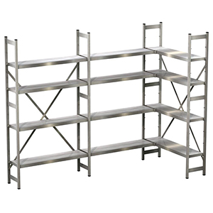 Edelstahl-Steckregal, Anbaufeld, 4 Regalroste, BxTxH 1400x400x1800 mm, Fachlast 150 kg