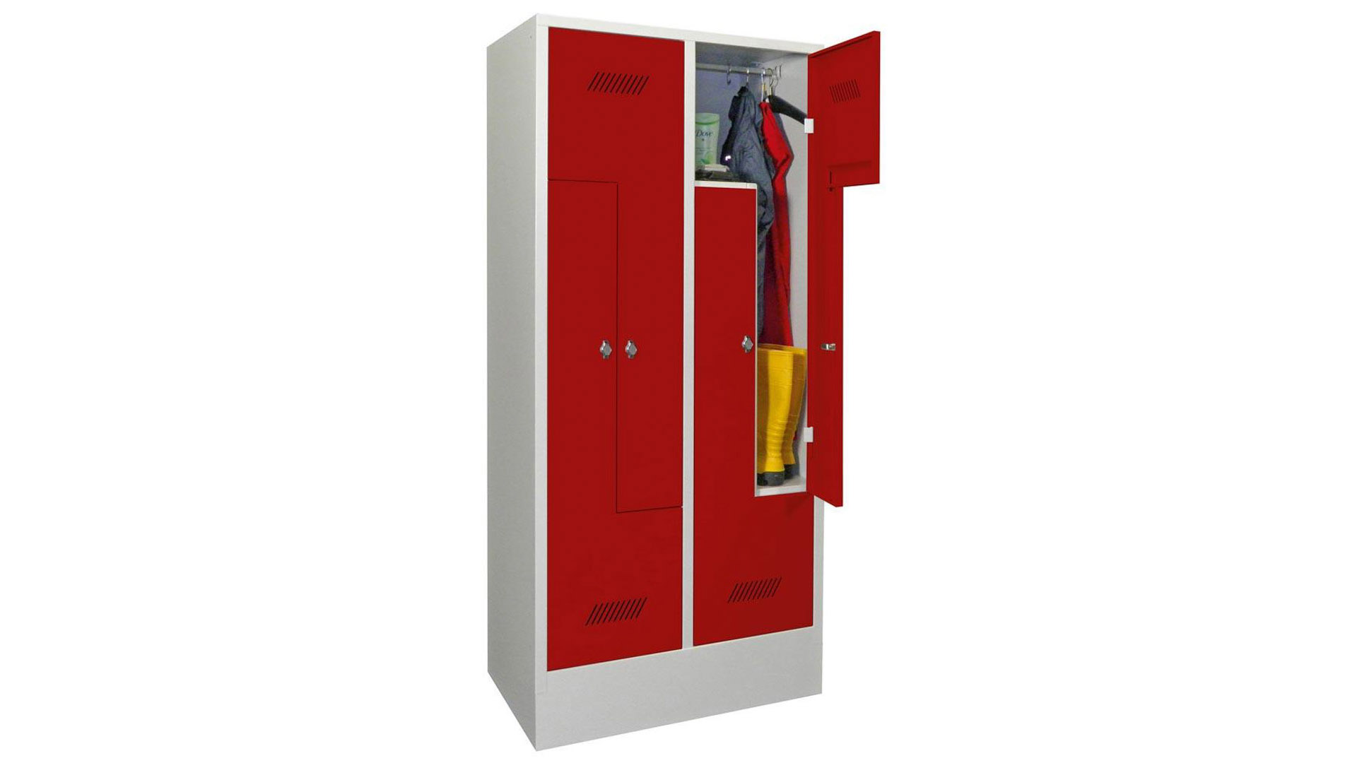 Z-Spind, Breite 80 cm, Höhe 185 cm, Tiefe 50 cm, 4 Abteile