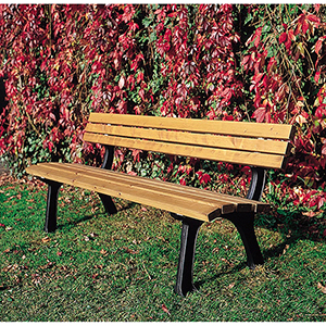 Parkbank mit Gußeisenfüßen und PVC-Latten mit Holzkern, BxT(Sitztiefe)xH 2000x410x780 mm, grün