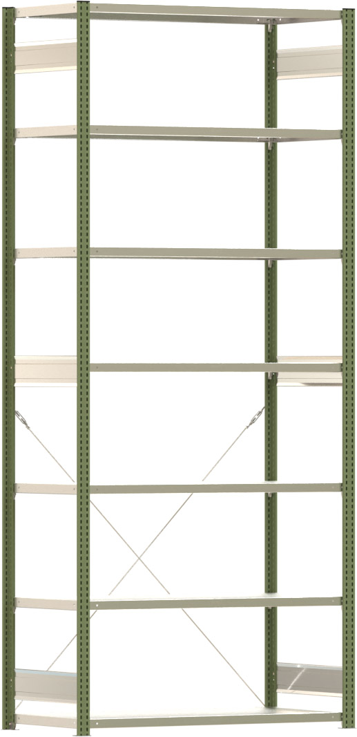 Fachbodenregal BERT - Breite: 128,5 cm - Tiefe: 60 cm - Höhe: 300 cm - 7 Böden - Grundregal