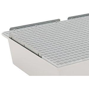 Zubehör zur Fassregalen mit 220-l-GFK-Auffangwanne: Randleisten (4-teilig)